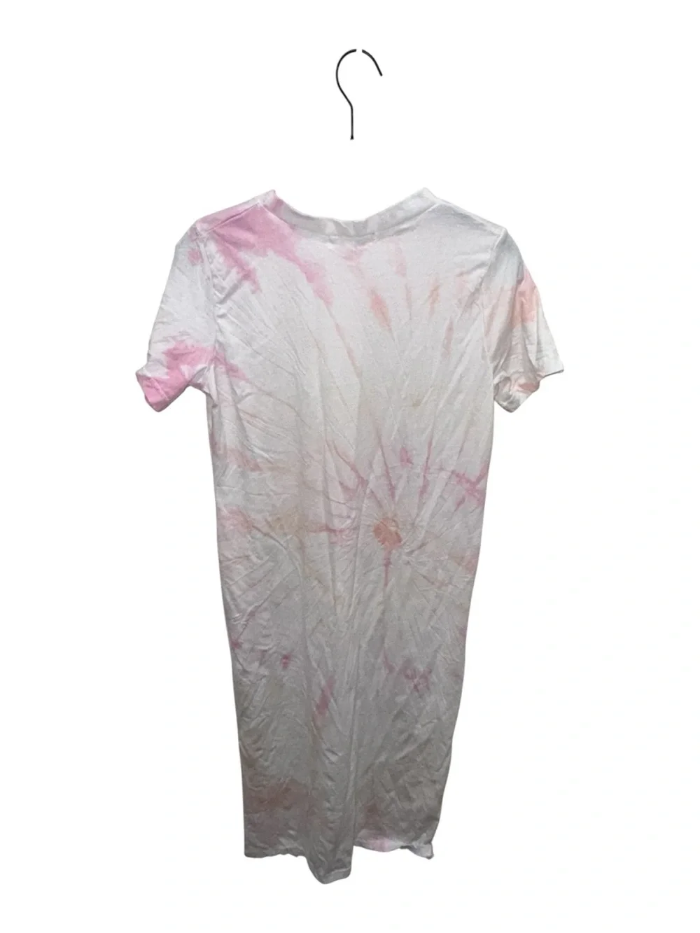 Missguided White Pink Tie Dye Cotton T Shirt Dress Women’s Size 2 Casual Midi